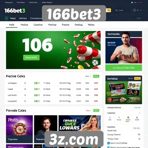 Interface do usuário no site 166bet3